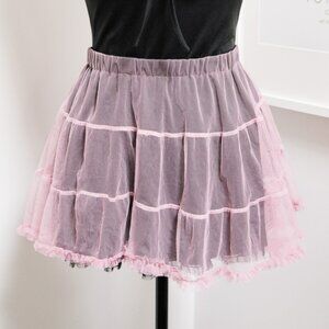 Pink & Black Mesh Layered Skirt 🌸 INDIE